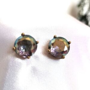 C. Wonder Iridescent Crystal/Rhinestone Stud Earrings Y2K